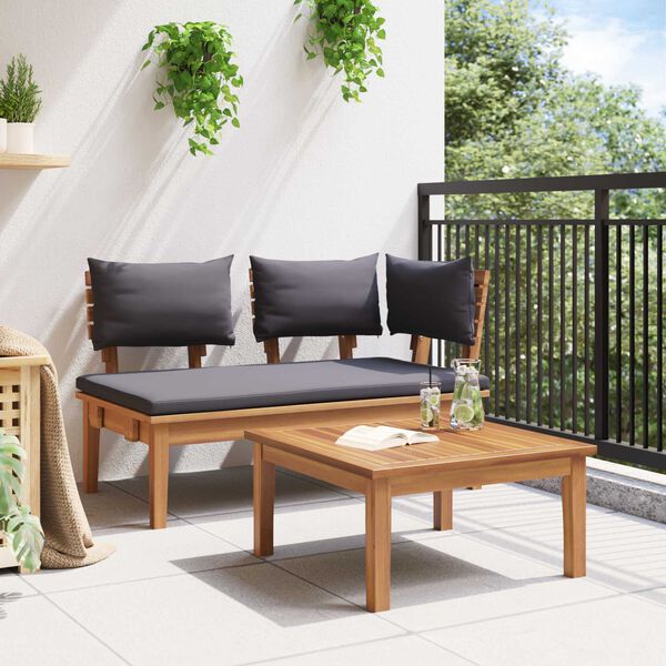 vidaXL Garden Bench 2 pcs Brown Solid Teak wood