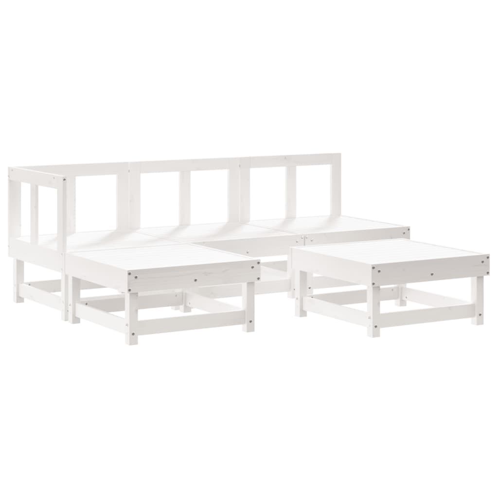 vidaXL 5 Piece Garden Lounge Set with Cushions White Solid Wood