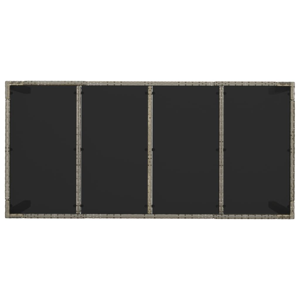 vidaXL Garden Table with Glass Top Grey 190x90x75 cm Poly Rattan