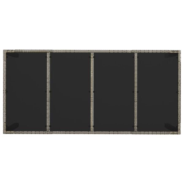 vidaXL Garden Table with Glass Top Grey 190x90x75 cm Poly Rattan