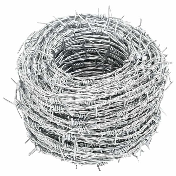 vidaXL Barbed Wire Silver 100 m Hot-dip Galvanised Steel