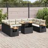 vidaXL 10 Piece Garden Sofa Set with Cushions Black Poly Rattan Acacia