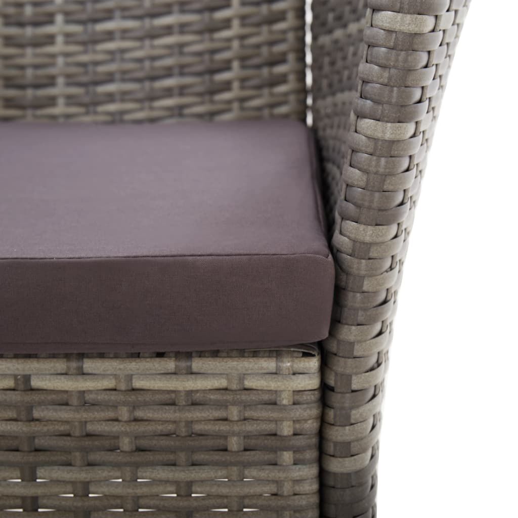 vidaXL Garden Chairs 2 pcs with Cushions Poly Rattan Grey