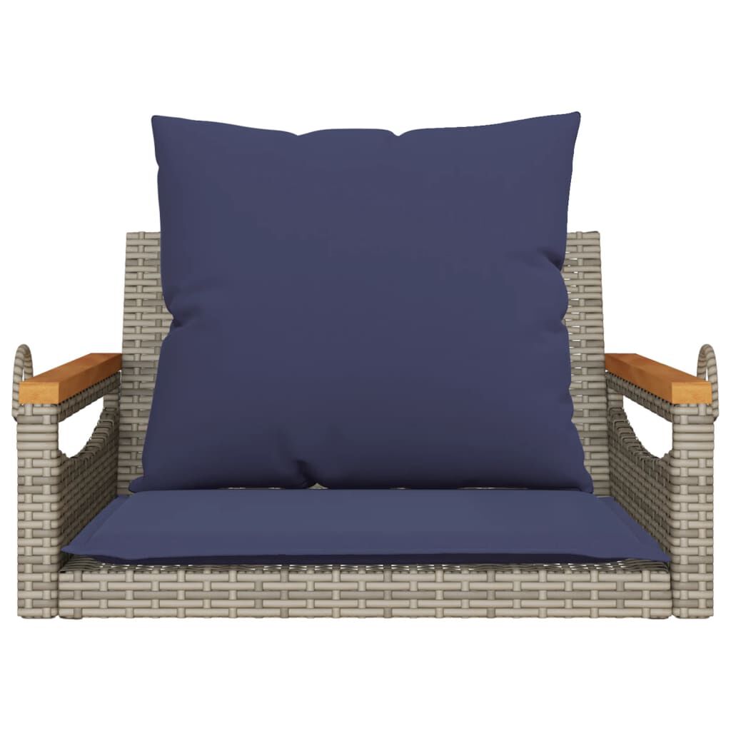 vidaXL Swing Bench with Cushions Grey 63x62x40 cm Poly Rattan