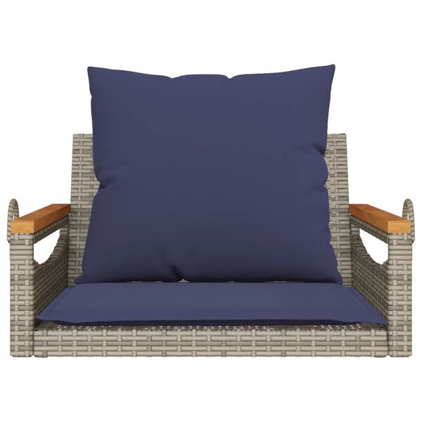 vidaXL Swing Bench with Cushions Grey 63x62x40 cm Poly Rattan