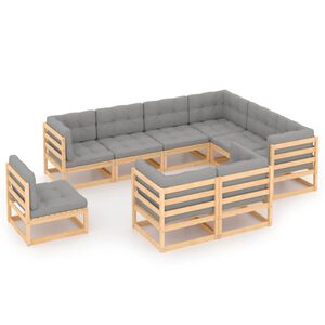 vidaXL 9 Piece Garden Lounge Set with Cushions Solid Pinewood