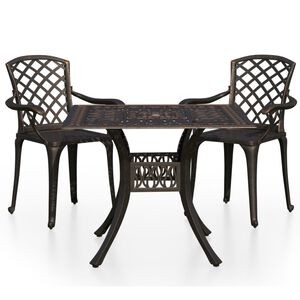 vidaXL 3 Piece Bistro Set Cast Aluminium Bronze