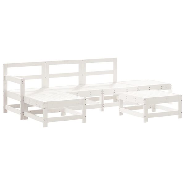 vidaXL 6 Piece Garden Lounge Set White Solid Wood Pine