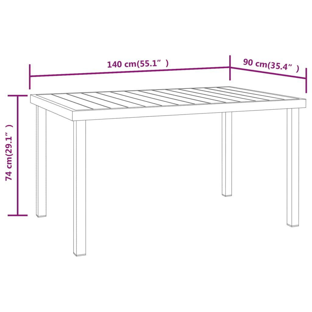 vidaXL Garden Table Black 140x90x74 cm Aluminium and WPC