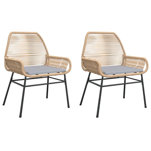 vidaXL Garden Chairs 2 pcs with Cushions Brown Poly Rattan