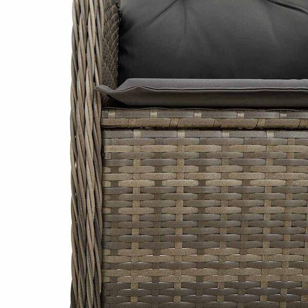 vidaXL 11 Piece Garden Bistro Set with Cushions Grey Poly Rattan