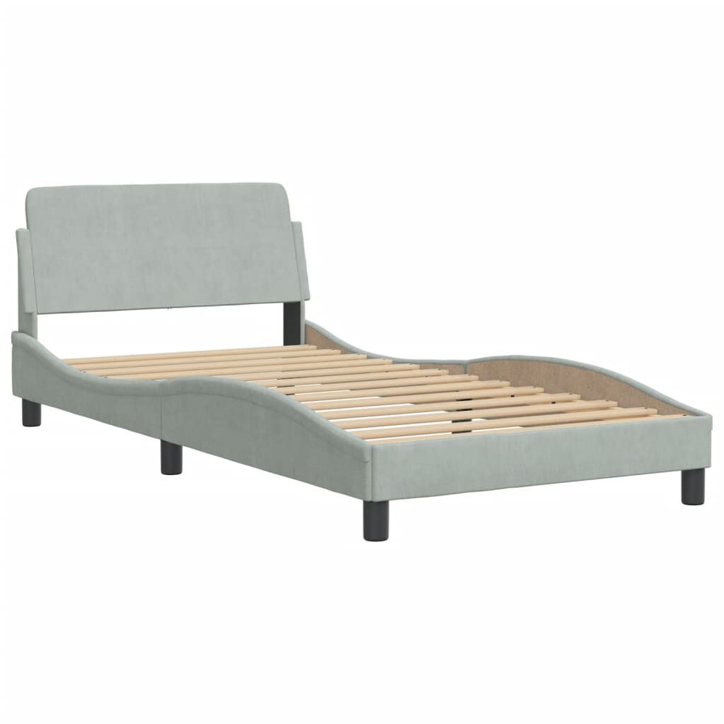 vidaXL Bed Frame without Mattress Light Grey 100x190 cm Velvet