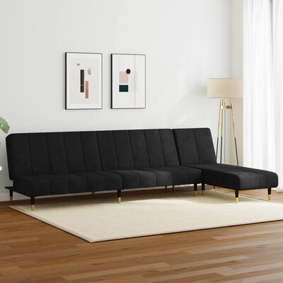 vidaXL 2 Piece Sofa Set Black Velvet