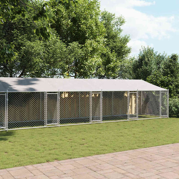 vidaXL Dog Cage with Roof and Doors Grey 10x2x2 m Galvanised Steel