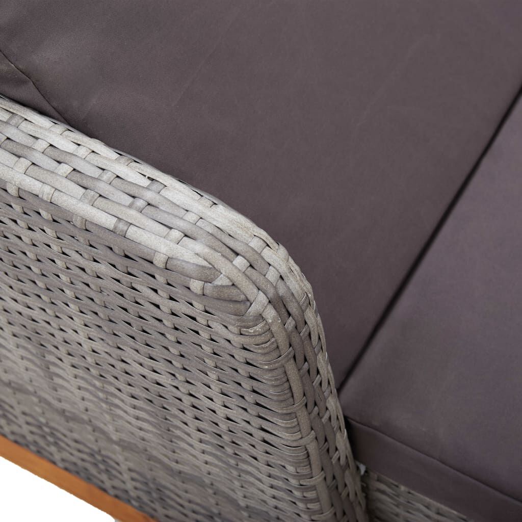 vidaXL Sun Lounger Poly Rattan and Solid Acacia Wood Grey