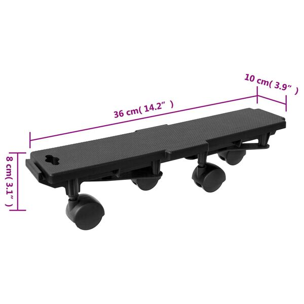 vidaXL Moving Dollies with 4 Wheels 2 pcs Black Polypropylene 170 kg