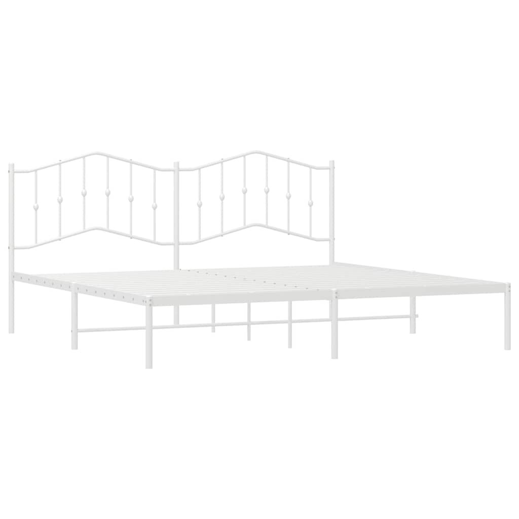 vidaXL Metal Bed Frame without Mattress with Headboard White 193x203cm