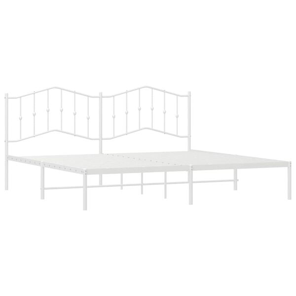 vidaXL Metal Bed Frame without Mattress with Headboard White 193x203cm