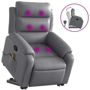 vidaXL Stand up Massage Recliner Chair Grey Faux Leather