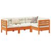 vidaXL 4 Piece Garden Sofa Set with Cushions Wax Brown Solid Wood Pine