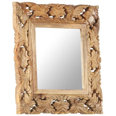 vidaXL Hand Carved Mirror Brown 50x50 cm Solid Mango Wood