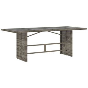 vidaXL Garden Table with Glass Top Grey 190x80x75 cm Poly Rattan