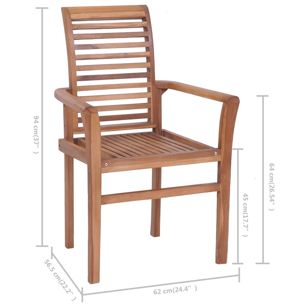 vidaXL Dining Chairs 2 pcs with Taupe Cushions Solid Teak Wood