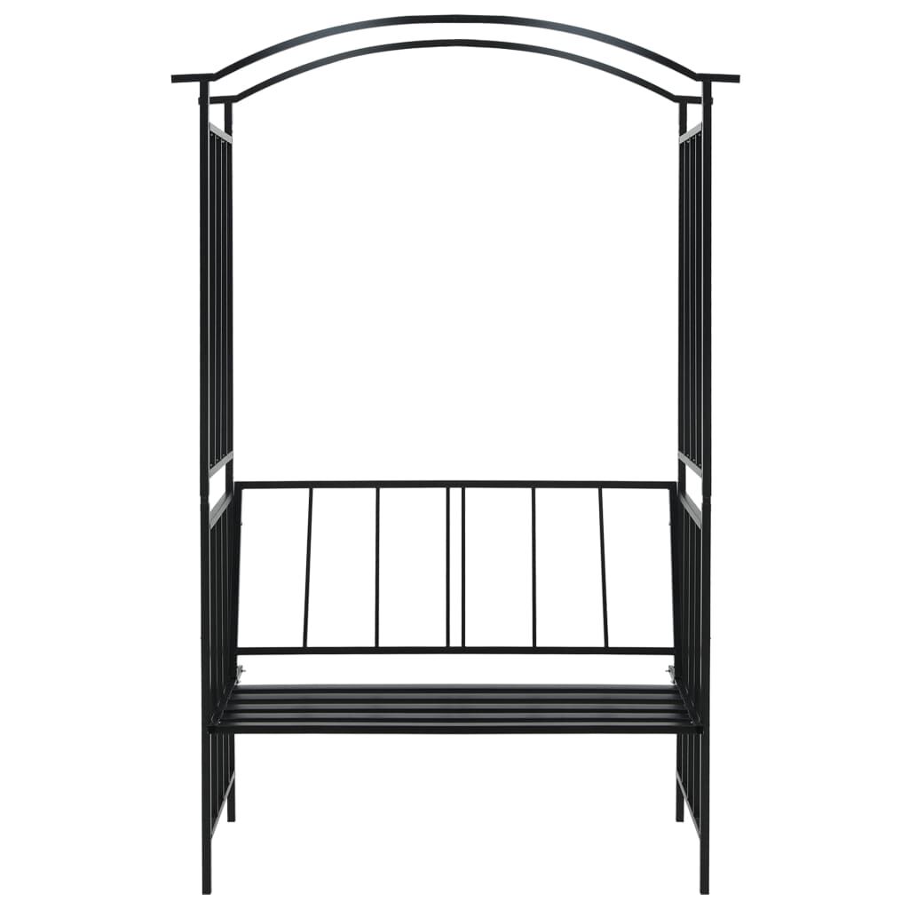 vidaXL Garden Arch with Bench Black 128x50x207 cm Iron