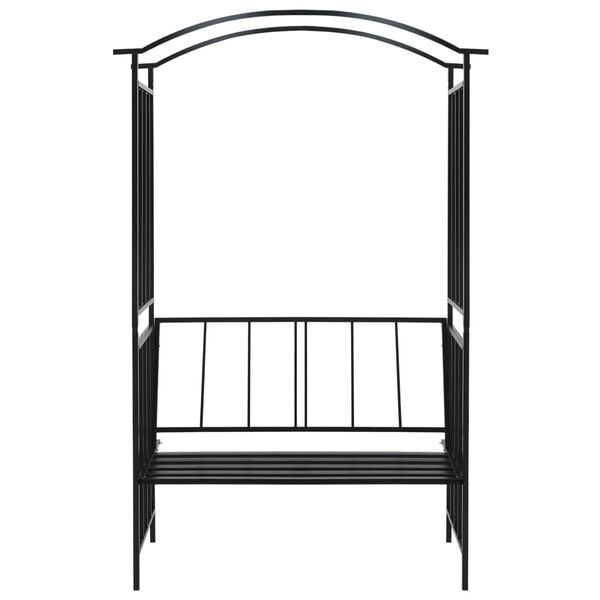vidaXL Garden Arch with Bench Black 128x50x207 cm Iron