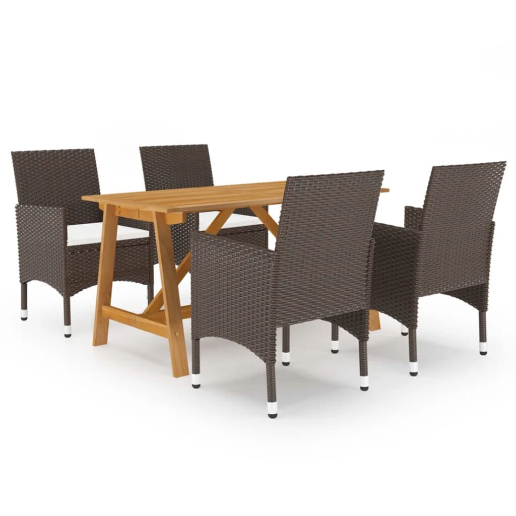 vidaXL 5 Piece Garden Dining Set Brown