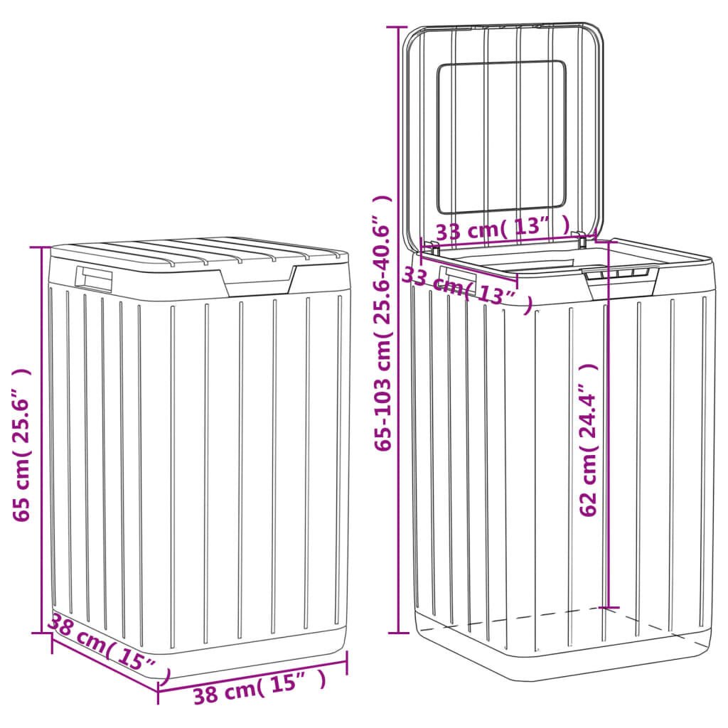 vidaXL Outdoor Garbage Bin Anthracite 38x38x65 cm PP
