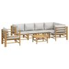 vidaXL 7 Piece Garden Lounge Set with Light Grey Cushions Bamboo