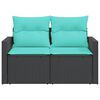 vidaXL Garden Sofa with Cushions 2-Seater Black Poly Rattan