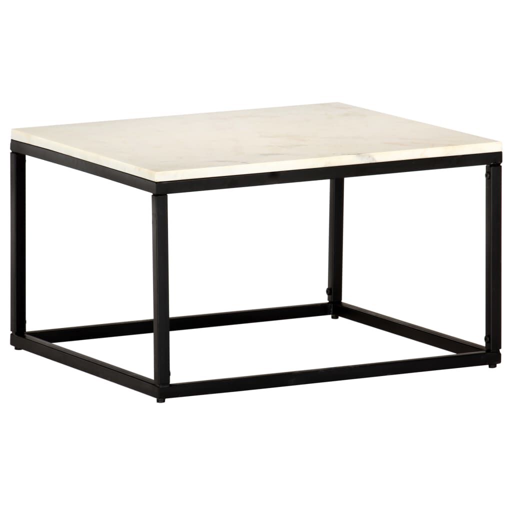 vidaXL Coffee Table White 60x60x35 cm Real Stone with Marble Texture