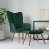 vidaXL Relaxing Chair with a Stool Dark Green Velvet
