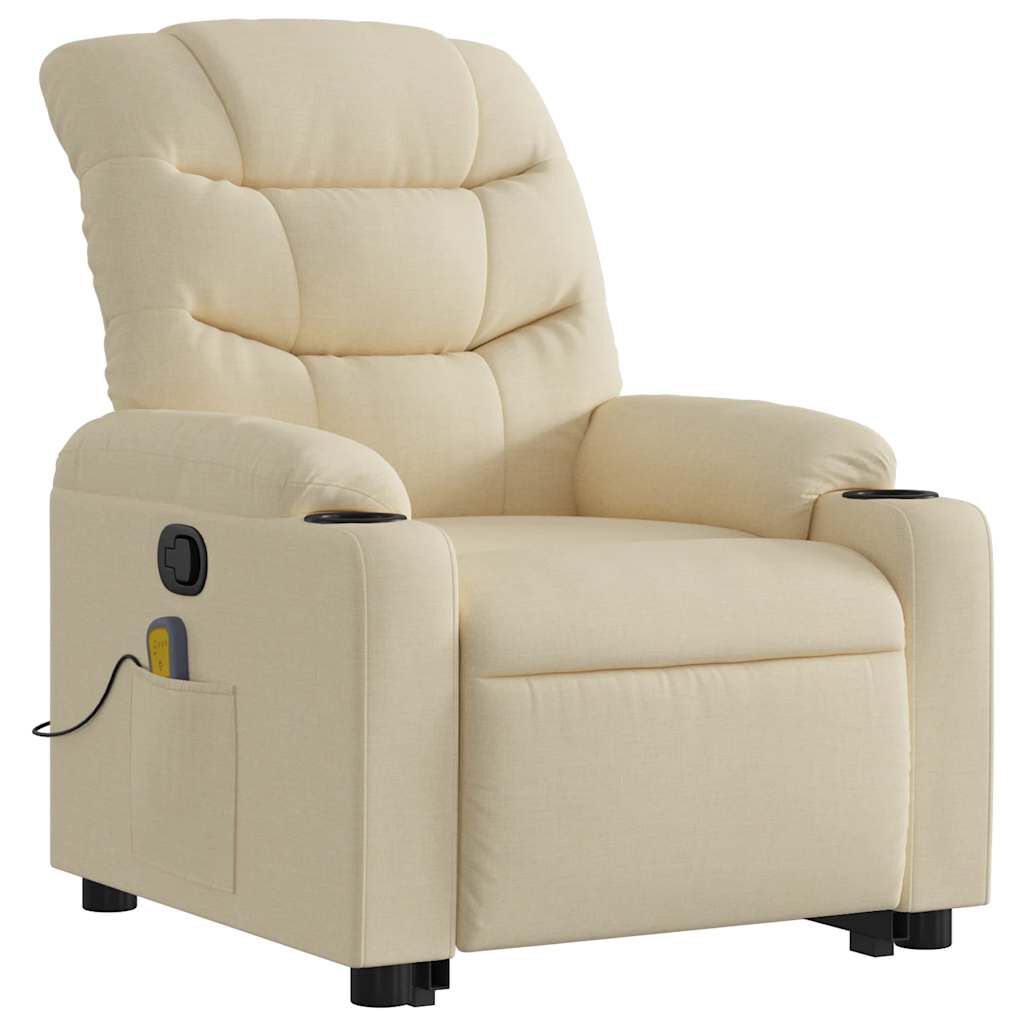 vidaXL Stand up Massage Recliner Chair Cream Fabric