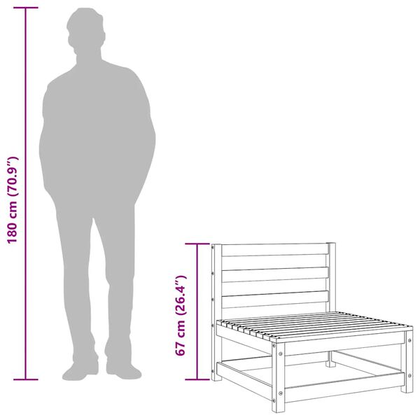 vidaXL Garden Sofas Armless 2 pcs 70x70x67 cm Solid Wood Pine