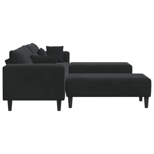 vidaXL Sofa with Cushion 3 pcs Black Velvet