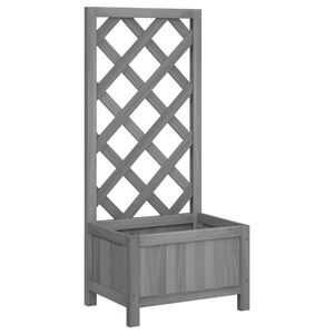 vidaXL Planter with Trellis Grey Solid Wood Fir