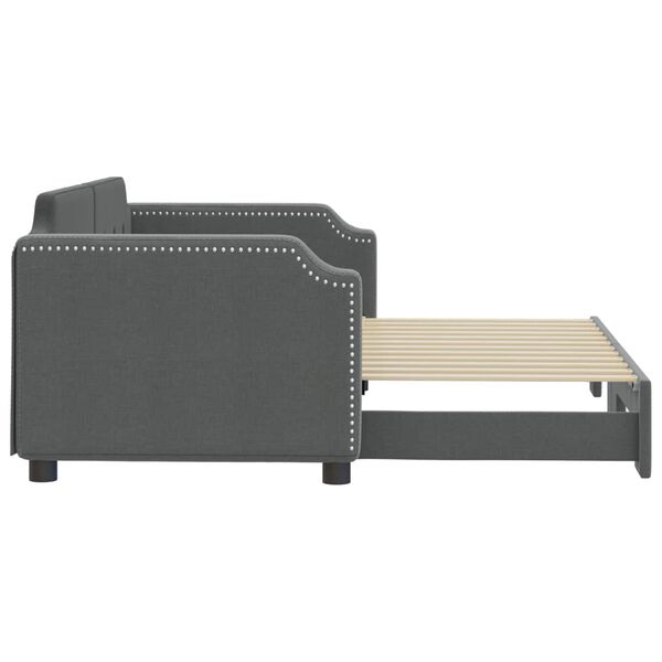 vidaXL Daybed with Trundle without Mattress Dark Grey 100x190 cm