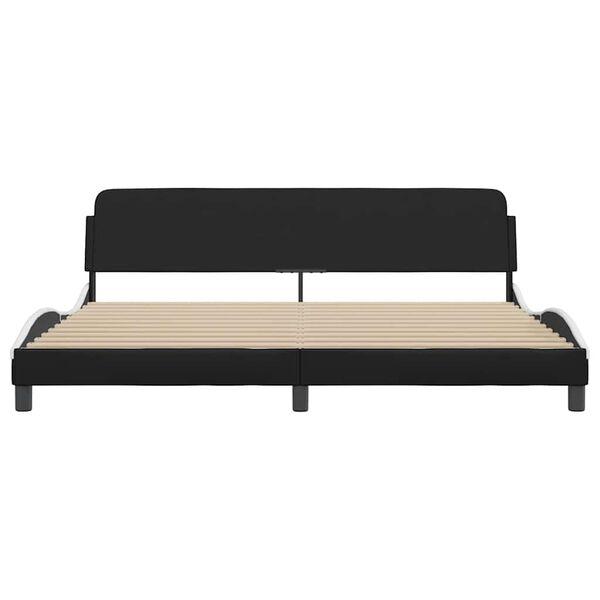 vidaXL Bed Frame "Dover" Black and White 193x203 cm Faux Leather