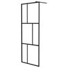 vidaXL Walk-in Shower Wall with Shelf Black 80x195 cm ESG Glass&Aluminium