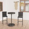 vidaXL 3 Piece Garden Bar Set with Cushions Poly Rattan Grey