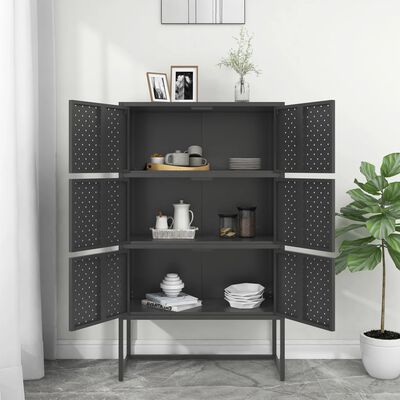 vidaXL Highboard Anthracite 80x35x135 cm Steel