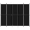 vidaXL 5-Panel Room Divider Black 250x200 cm Fabric