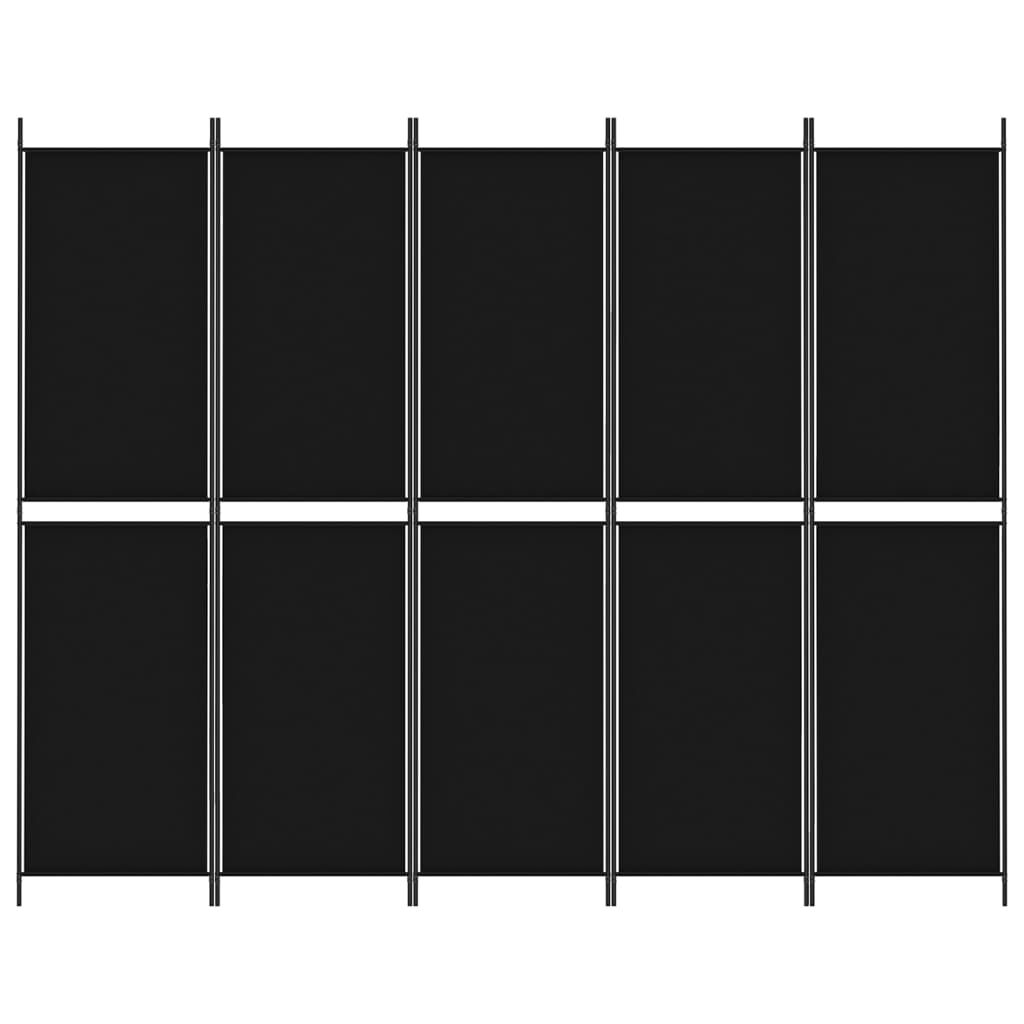 vidaXL 5-Panel Room Divider Black 250x200 cm Fabric