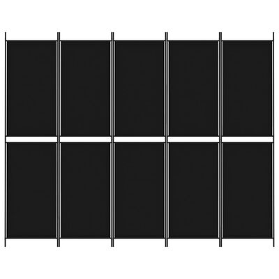 vidaXL 5-Panel Room Divider Black 250x200 cm Fabric