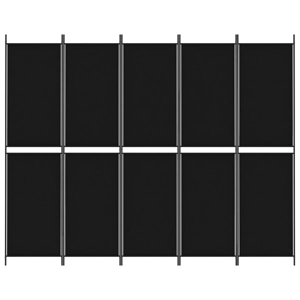 vidaXL 5-Panel Room Divider Black 250x200 cm Fabric