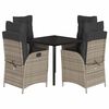 vidaXL 5 Piece Garden Dining Set with Cushions Grey Poly Rattan