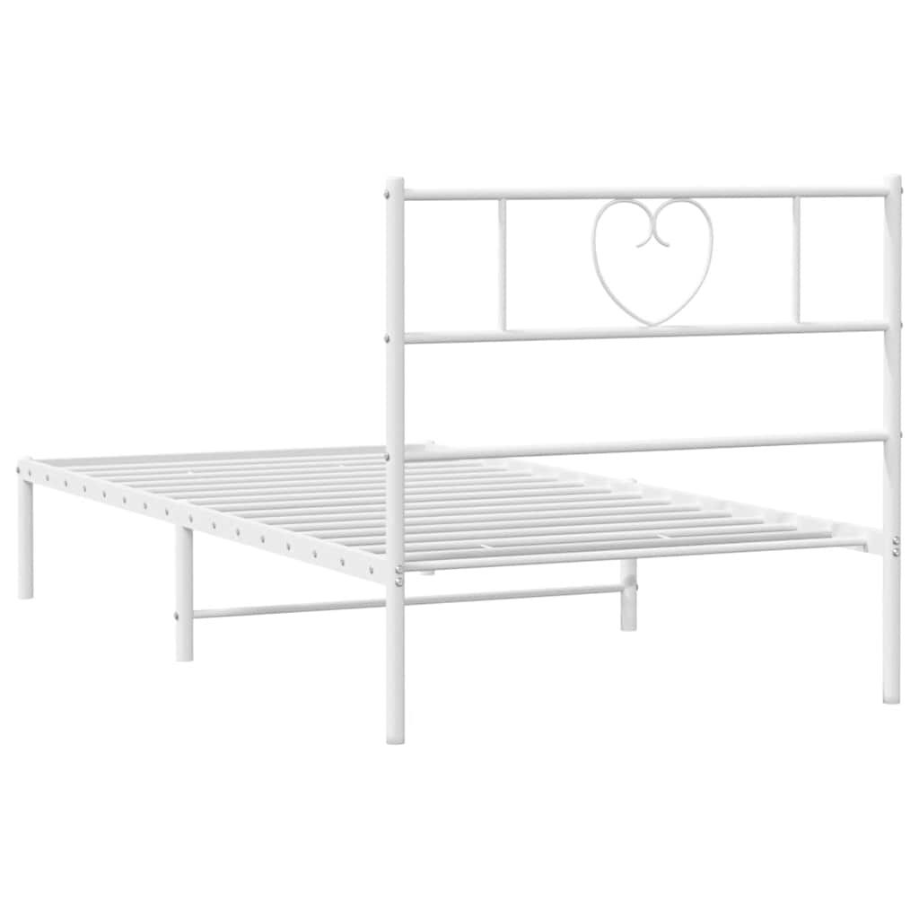 vidaXL Metal Bed Frame without Mattress with Headboard White 100x190cm